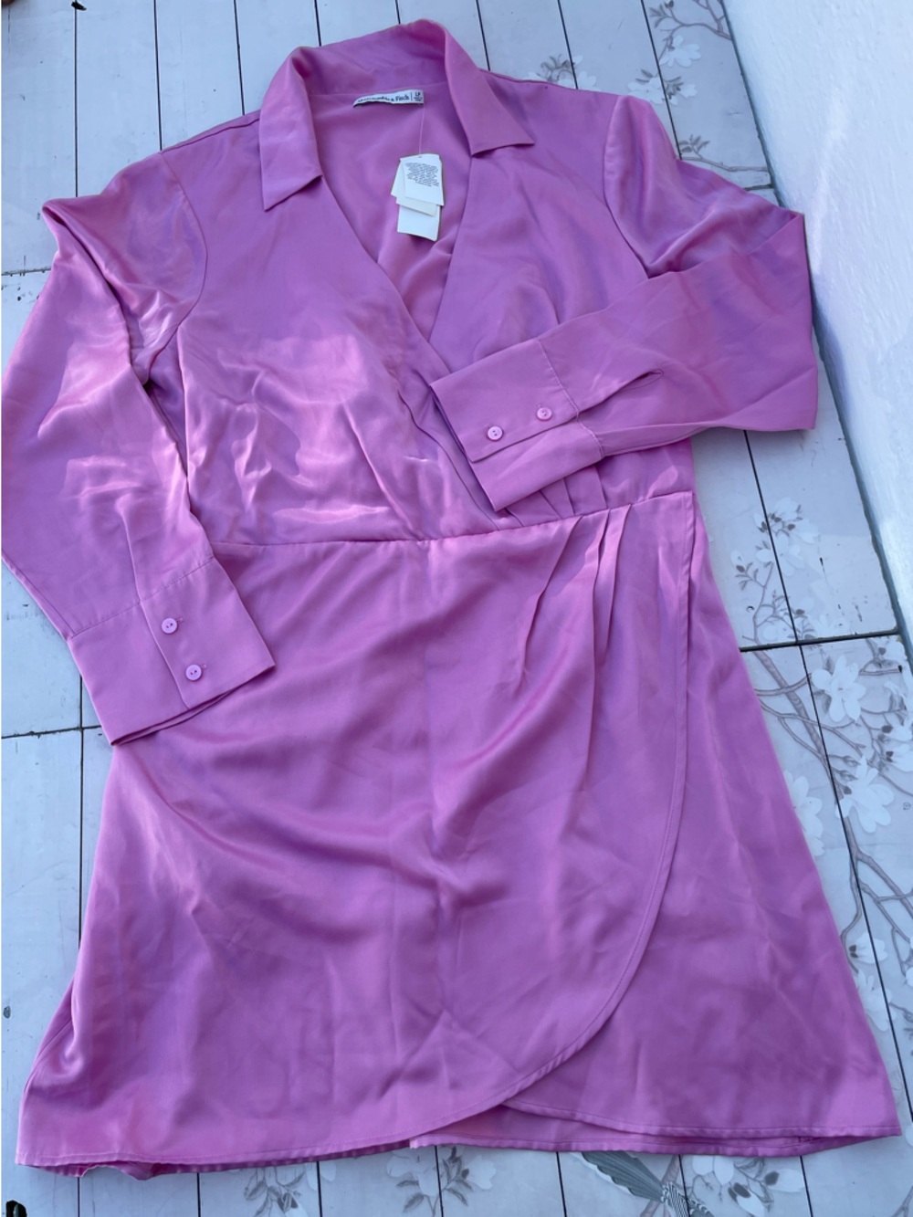 Pink Satin Twist Front Mini Dress - Picture 11 of 11